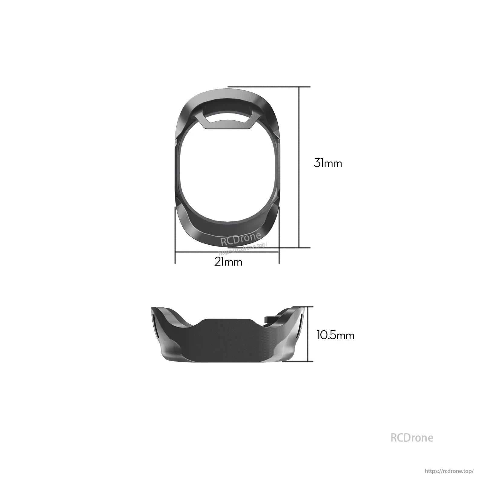 Flywoo O4 Pro camera TPU protector cover with 31mm height, 21mm width, and 10.5mm depth dimensions