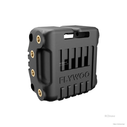 Flywoo O4 wide lens protective camera housing in black with brass threaded inserts and vented sides