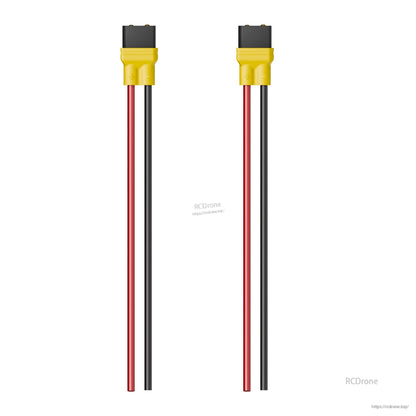 XT30 battery connector pigtail leads with yellow anti-slip sheath and red/black wires for drone power wiring