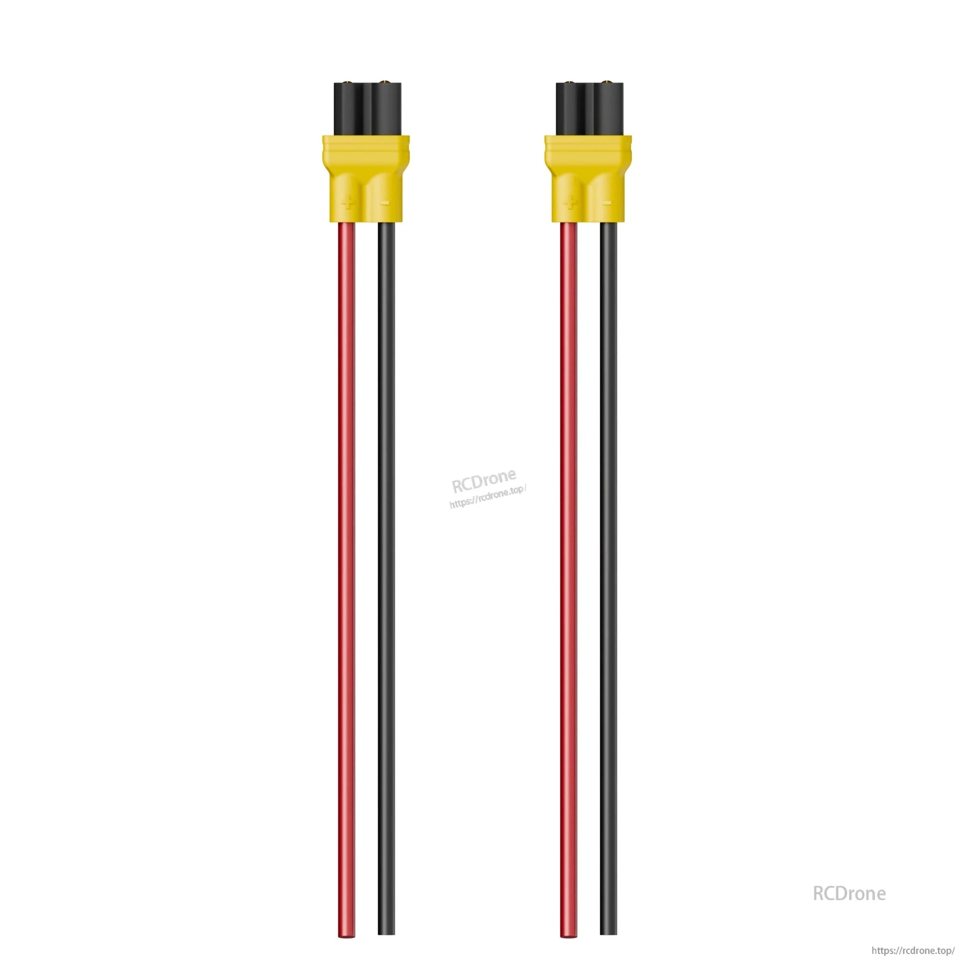 Flywoo XT30 battery connector pigtail with yellow XT30 plug and red/black wire leads