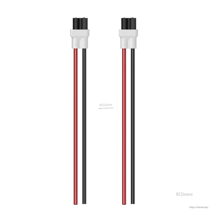 Pair of XT30 battery connector pigtails with red and black silicone wires and white housings