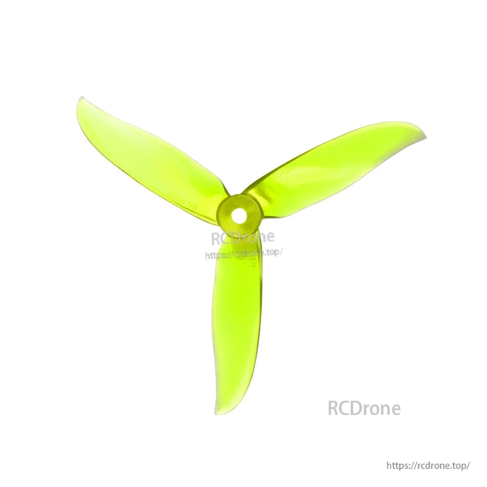 Neon green Foxeer Dalprop T5045C Pro 5-inch tri-blade FPV drone propeller with center hub hole