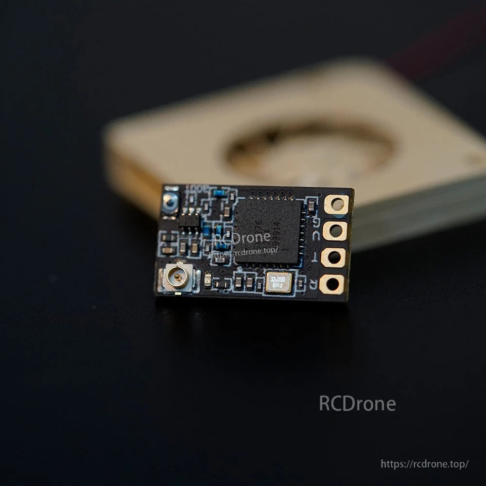 Foxeer ELRS 915/868MHz Receiver, Foxeer ELRS 915/868MHz micro receiver module with u.FL antenna connector, solder pads, and 32.000 MHz crystal