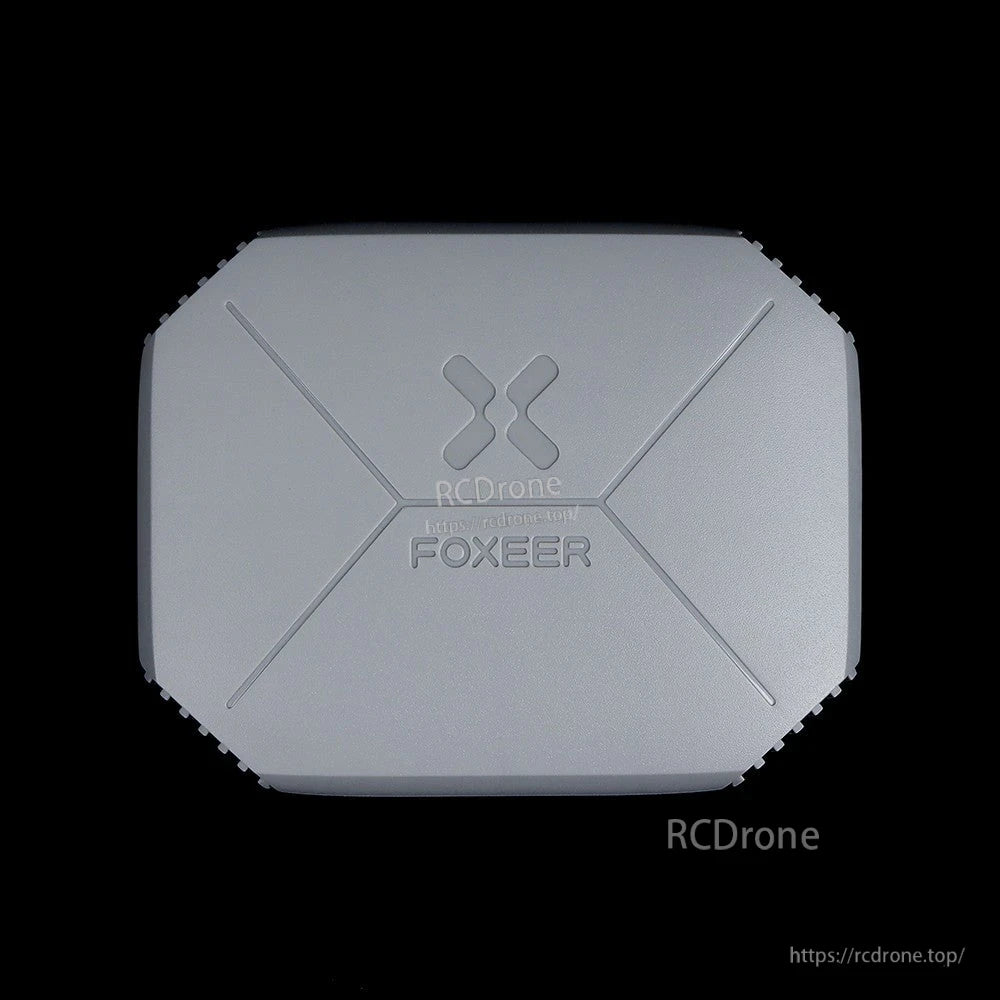 Foxeer Echo 2 Max directional FPV panel antenna front view with Foxeer logo on grey housing