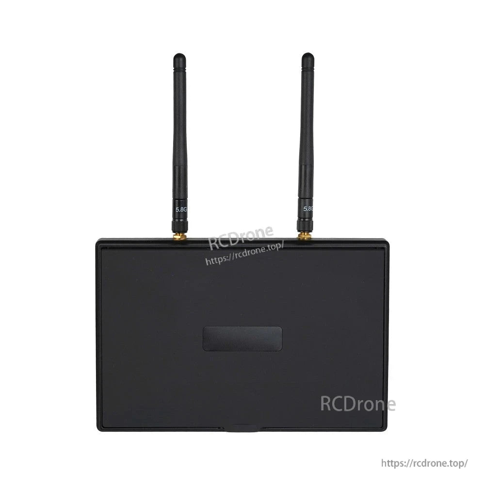 Foxeer LCD5802D 7" FPV Monitor, Back view of Foxeer LCD5802D 7-inch FPV monitor with dual 5.8GHz antennas mounted on top