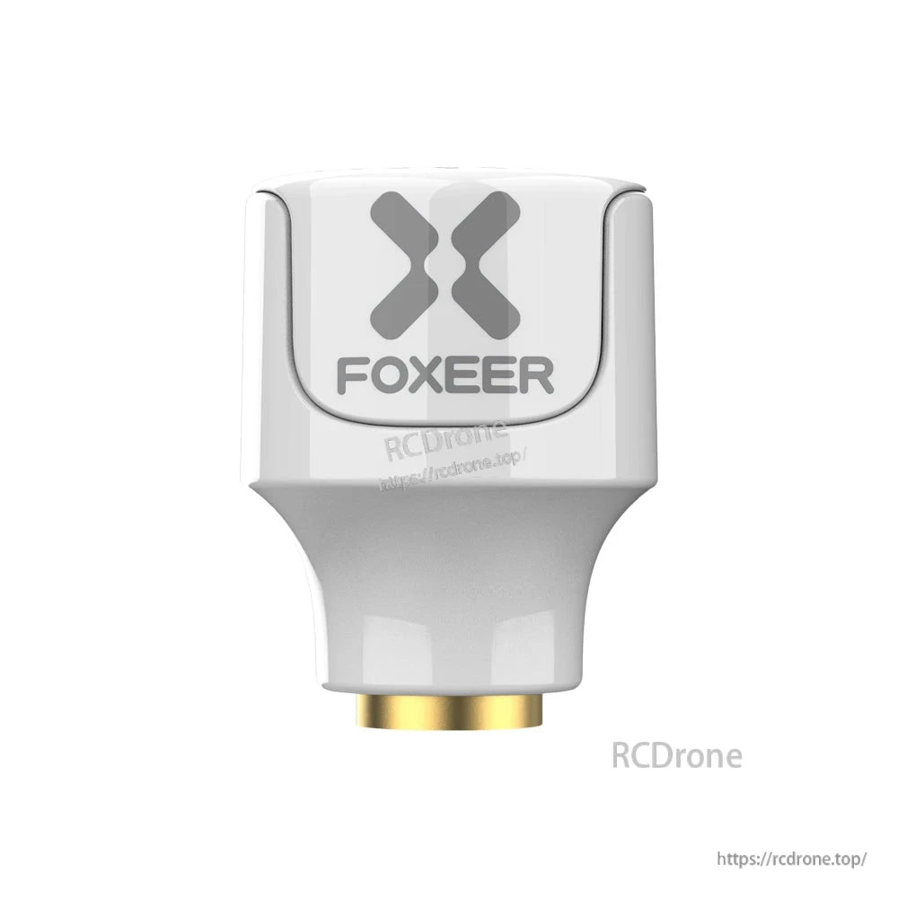 White Foxeer Lollipop 3 Stubby omni FPV antenna with compact low-profile housing and Foxeer logo