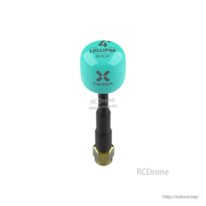 Foxeer Lollipop 4+ RHCP FPV omni antenna with teal cap, black stem, and SMA-style connector