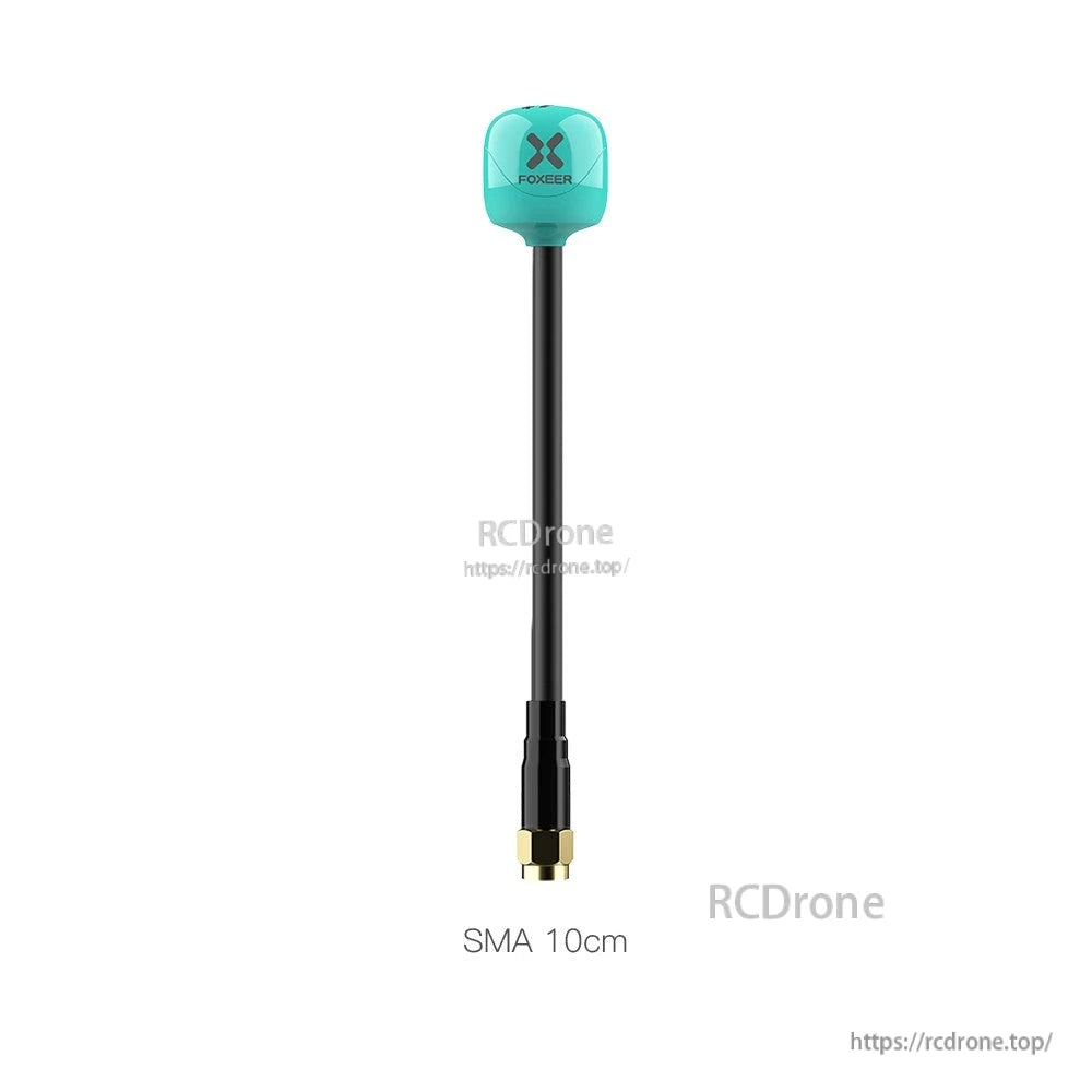 Foxeer Lollipop 4 Plus 5.8GHz FPV omni antenna with teal cap, 10cm black stem and SMA connector