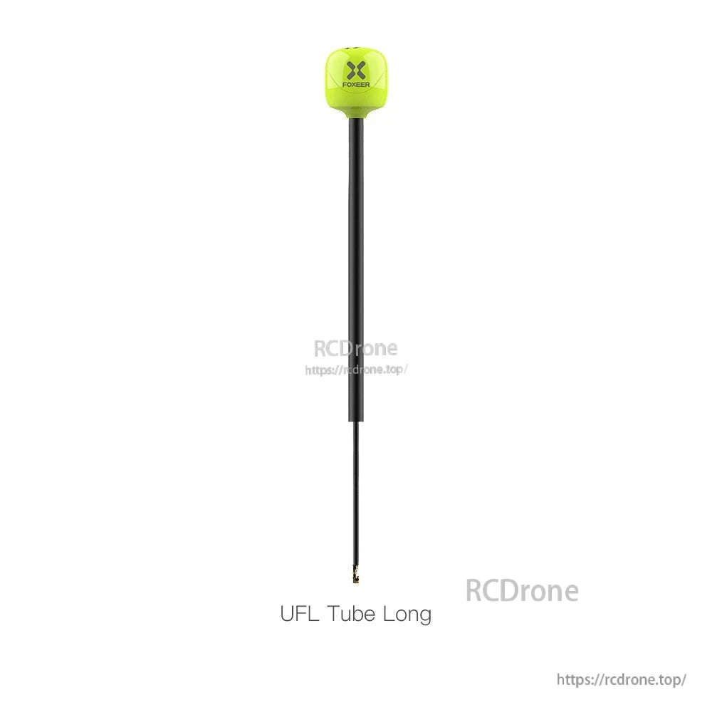 Foxeer Lollipop 4 Plus 5.8GHz FPV omni antenna with green cap on long tube and UFL connector
