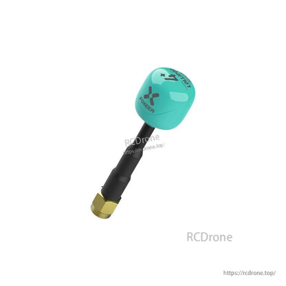 Foxeer Lollipop 4 Plus 5.8GHz FPV omni antenna with teal cap, black stem, and gold SMA-style connector
