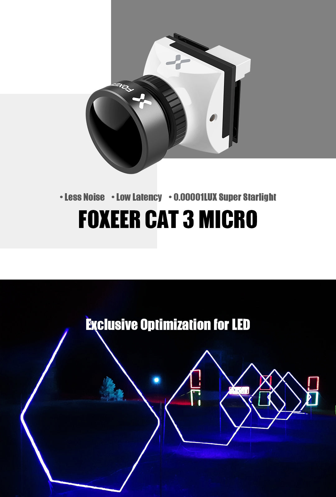 Foxeer Micro Cat 3 FPV Camera, The Foxeer Micro Cat 3 camera features high-resolution video and excellent night vision.