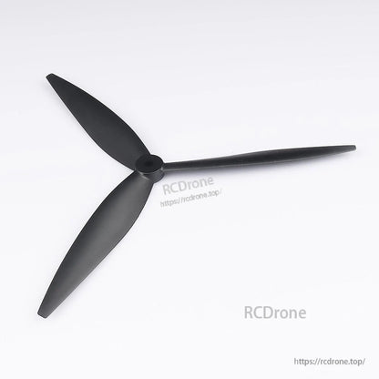 Black 3-blade Foxeer Cyclone T9046 9-inch drone propeller with center mounting hub on white background