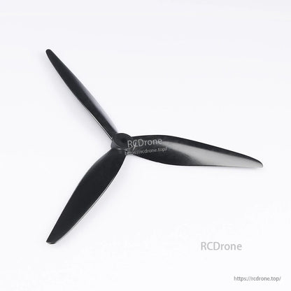 Black Foxeer Cyclone T8042 tri-blade drone propeller with central mounting hub on a white background