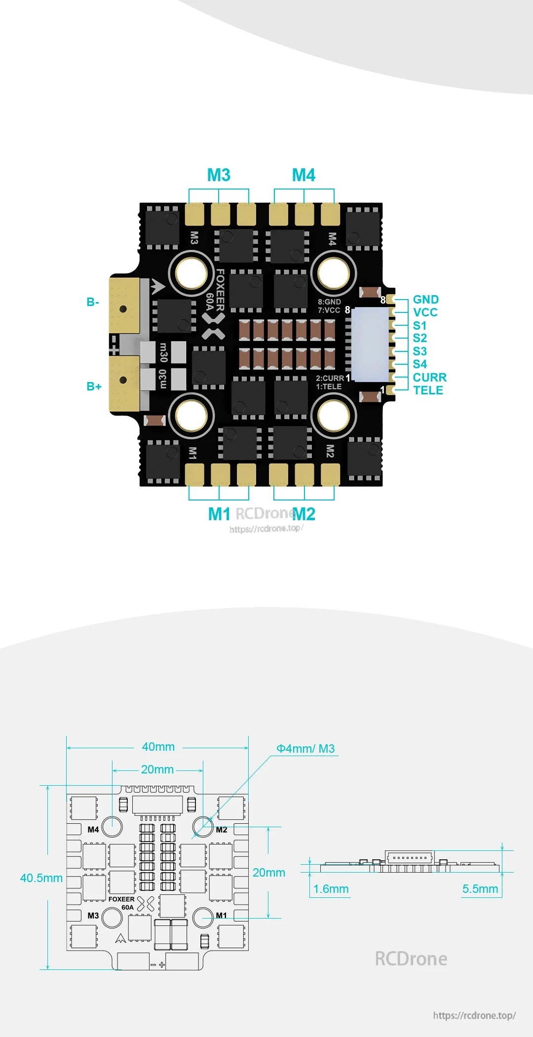 Foxeer Reaper F4 Mini 128K 4in1 BL32 60A ESC 9~40V 20*20mm M3