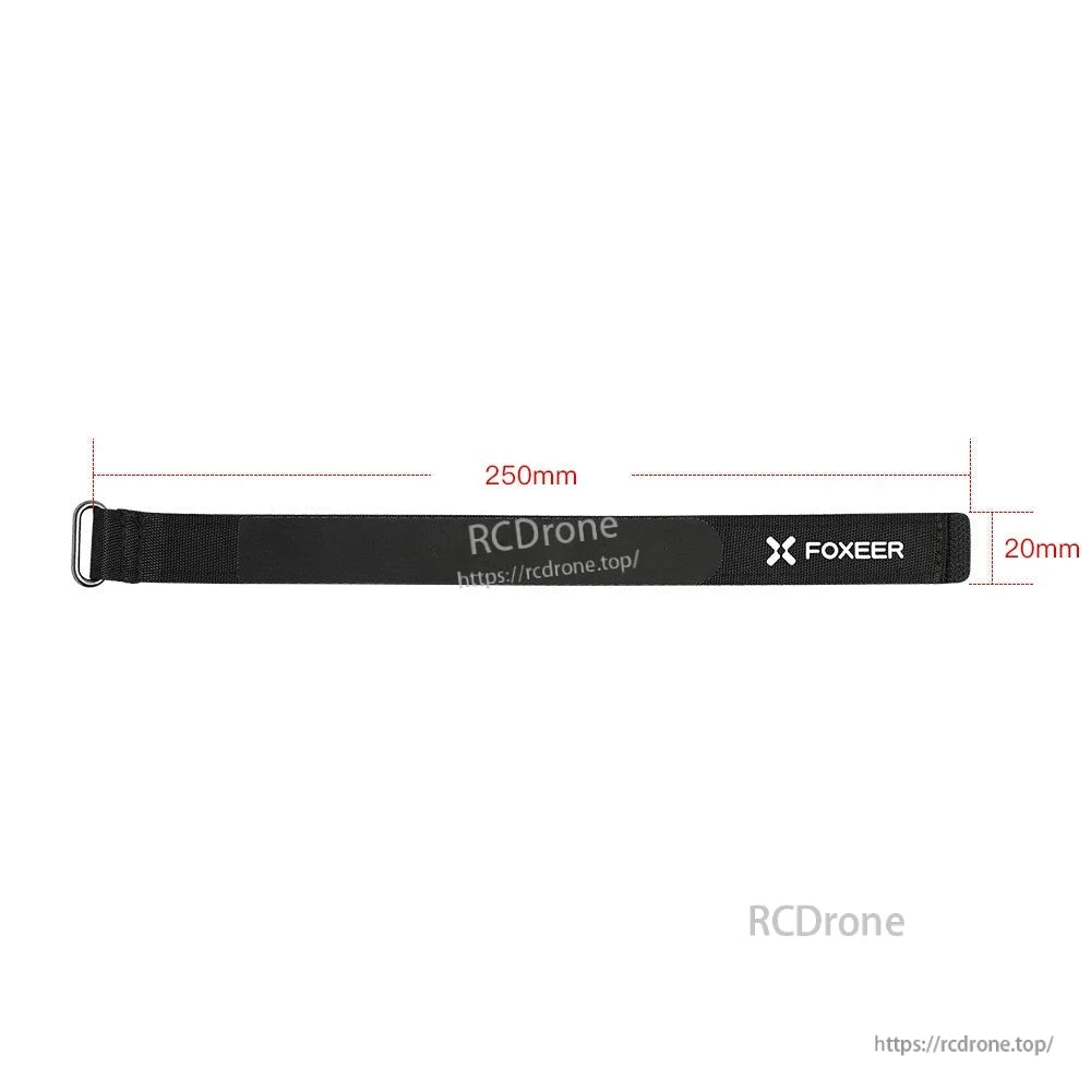 Foxeer Silicon Battery Strap, Foxeer silicone battery strap with metal buckle, 250mm length and 20mm width, black with Foxeer logo