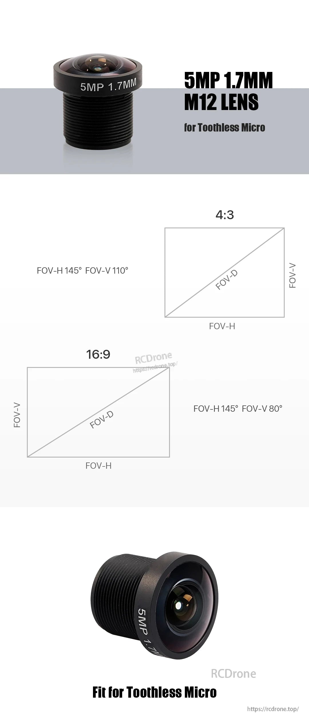 Foxeer Toothless T Rex Falkor 3 DJI Air Unit 1.7mm M12 IR Block Lens