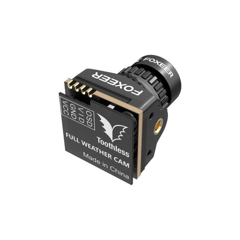 The Foxeer Nano Toothless camera features 1200TVL resolution, 100dB super wide dynamic range, and low-light performance, perfect for FPV racing.