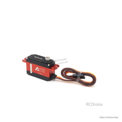 Angled top view of ACT MD5312H servo showing metal output spline and black top cover