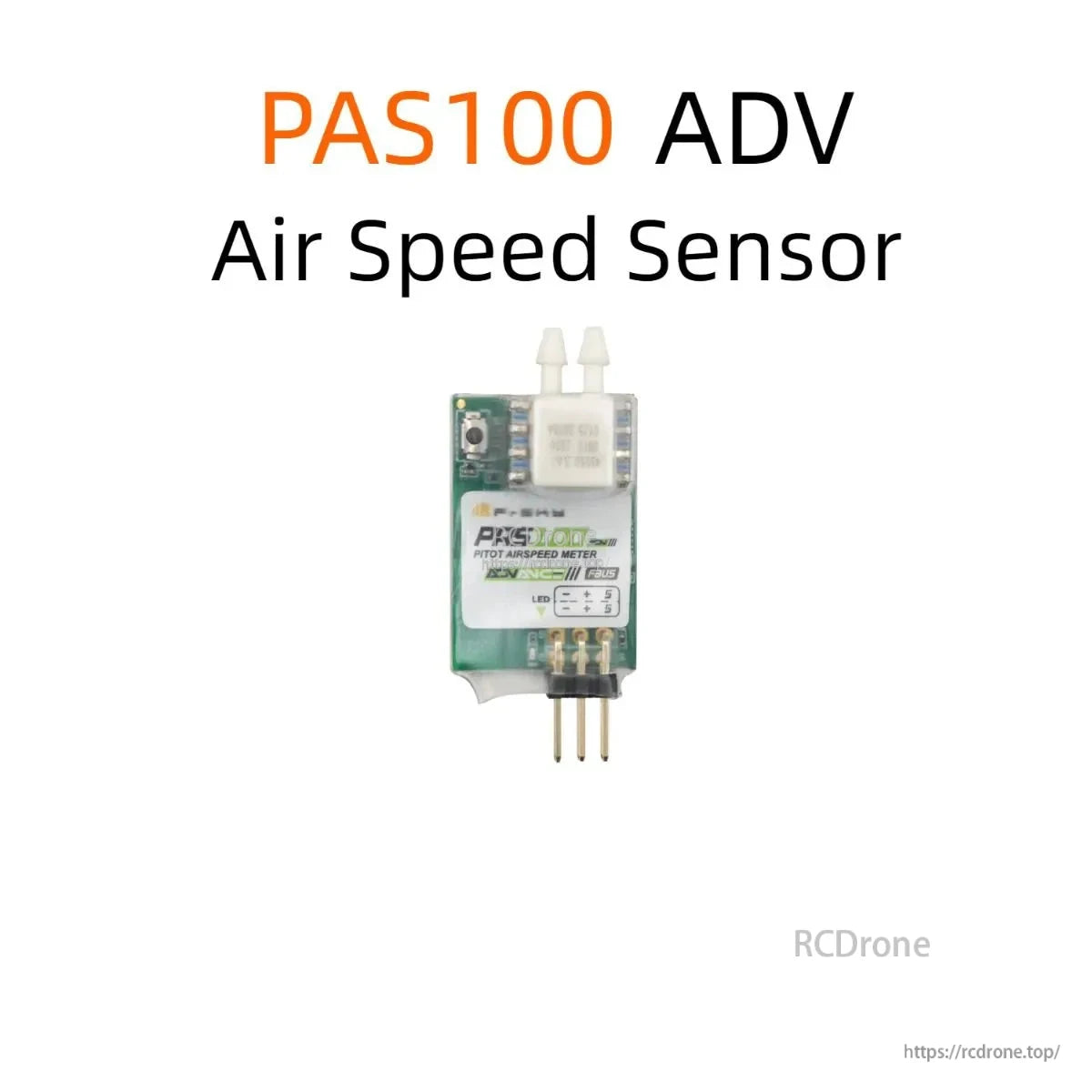 PAS100 ADV Air Speed Sensor product graphic showing the sensor module and model name text