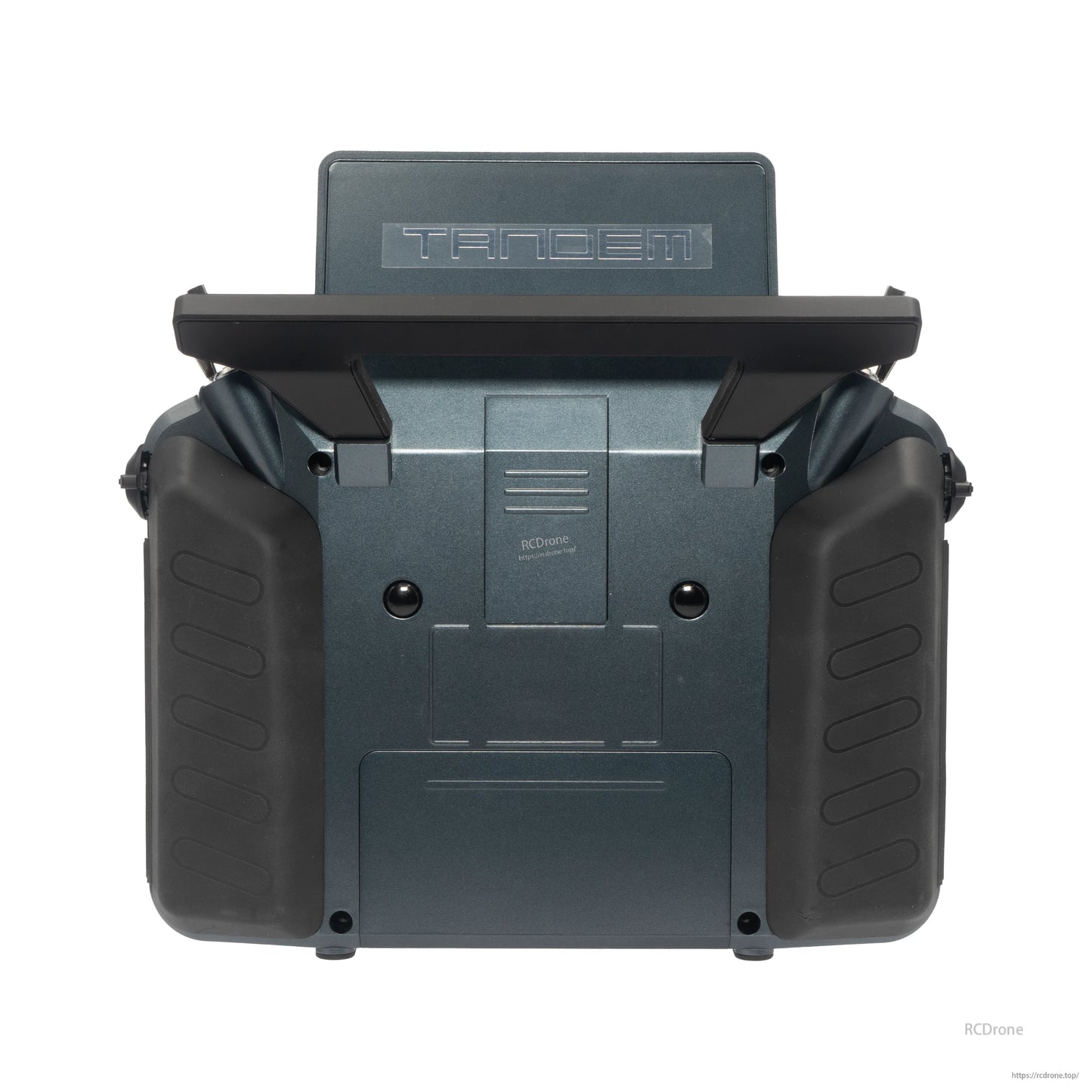 Dark gray TANDEM X20RS transmitter rear view with grips and rear housing details