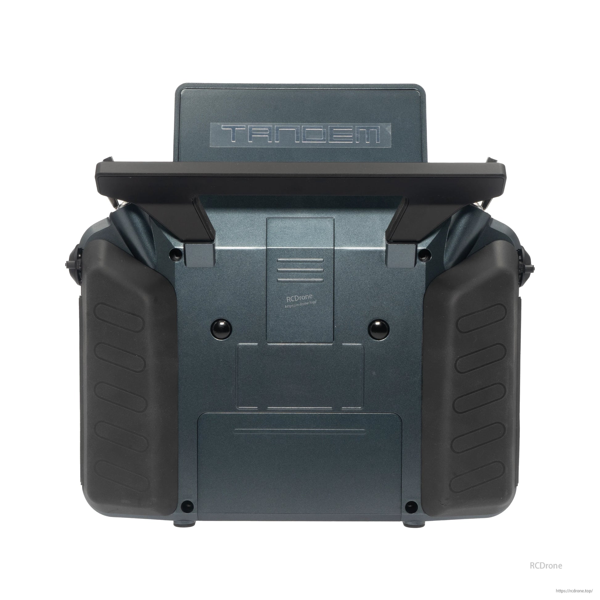 Dark gray TANDEM X20RS transmitter rear view with grips and rear housing details