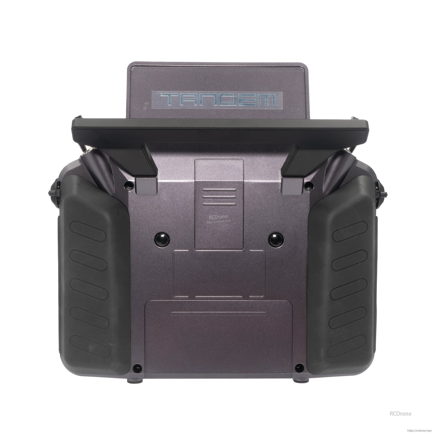Purple TANDEM X20RS transmitter rear view showing textured grips and rear housing