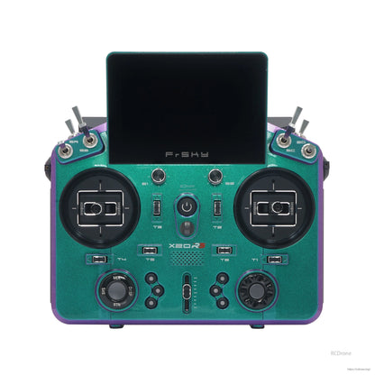 TANDEM X20RS transmitter front view with screen off, showing switches, dials, and dual gimbals