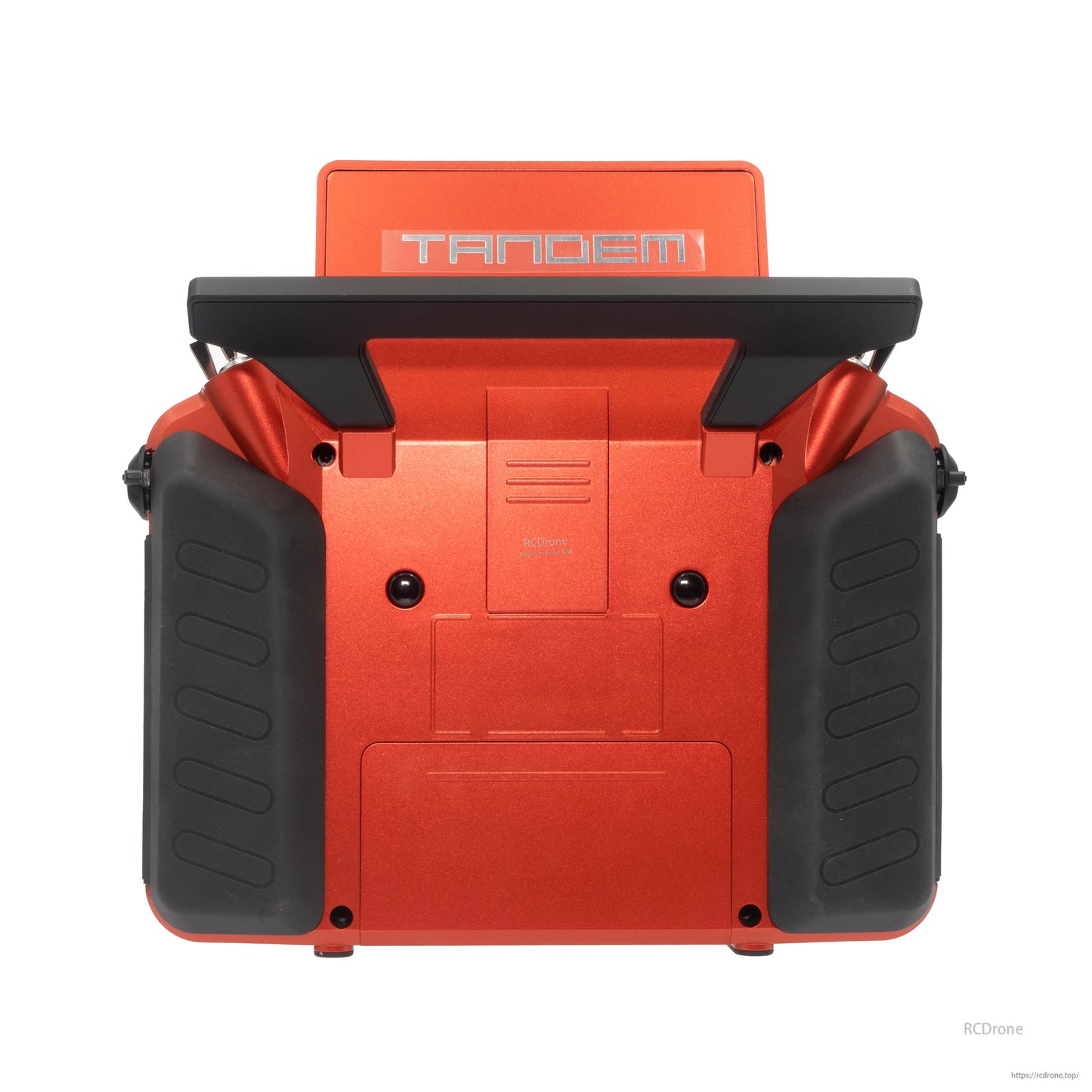 Red TANDEM X20RS transmitter rear view showing textured grips and back panel