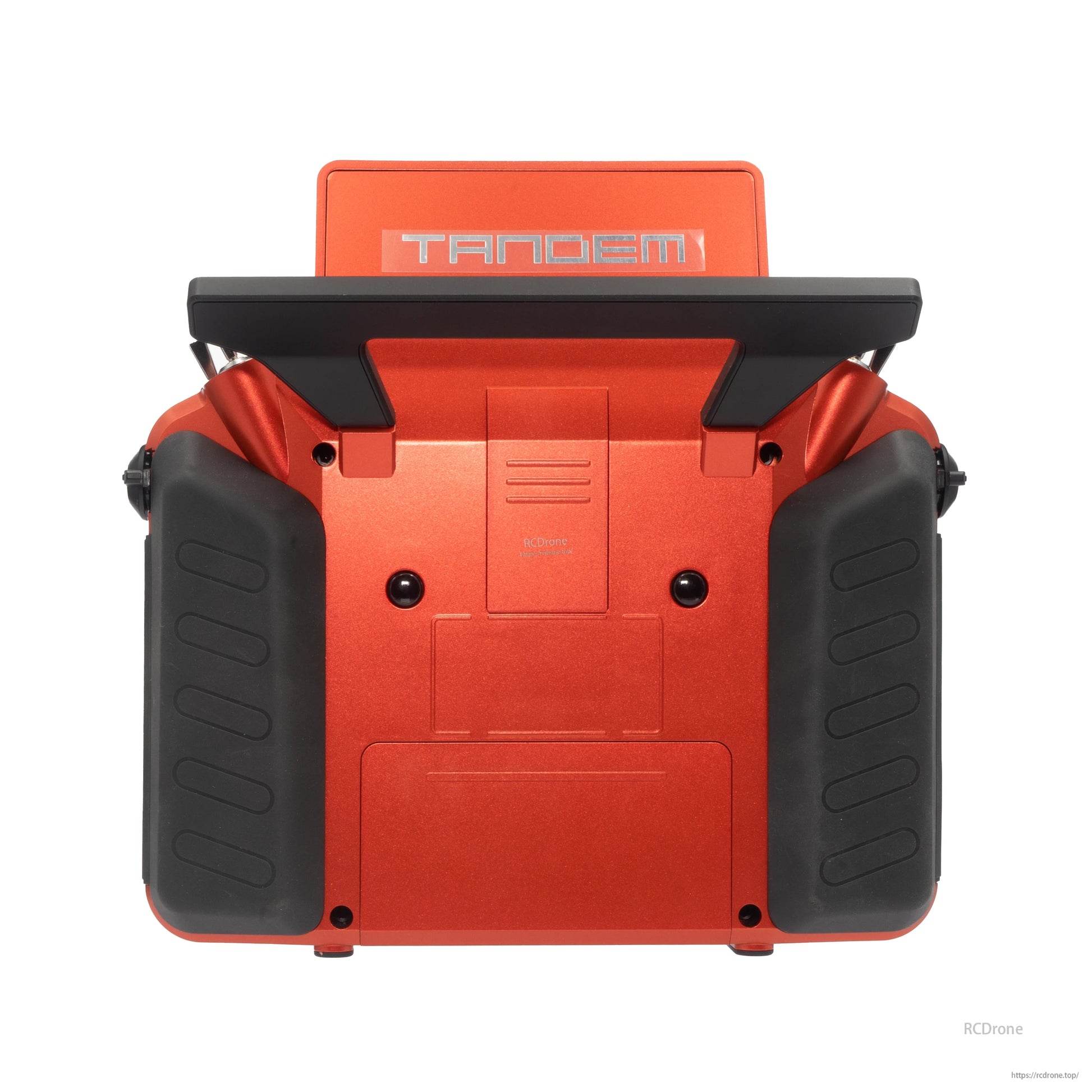 Red TANDEM X20RS transmitter rear view showing textured grips and back panel