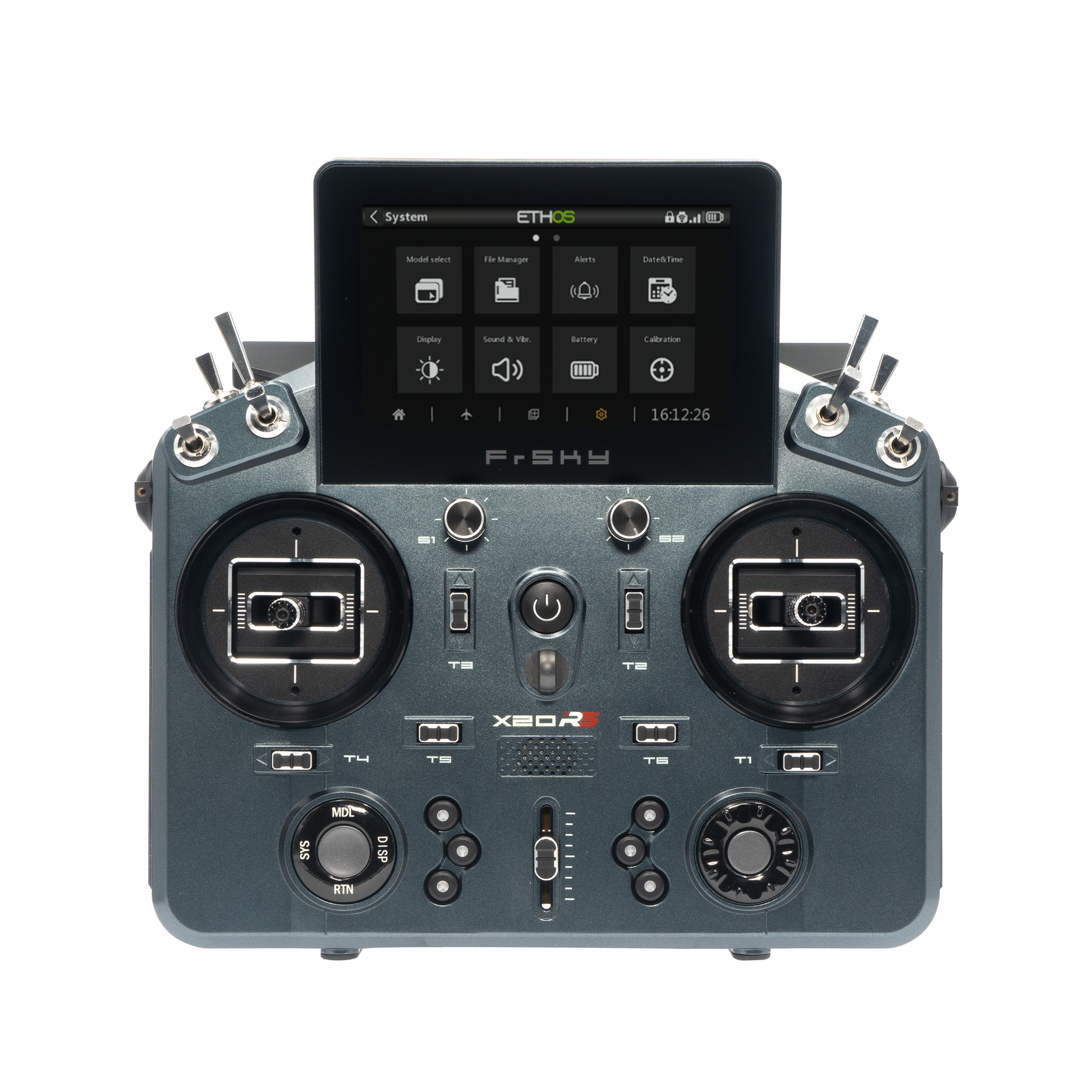 FrSky TANDEM X20RS Transmitter, The FrSky Tandem X20RS Transmitter has dual-band precision, range up to 900M, frequency hopping spread spectrum technology, and advanced features like real-time telemetry and adjustable settings.