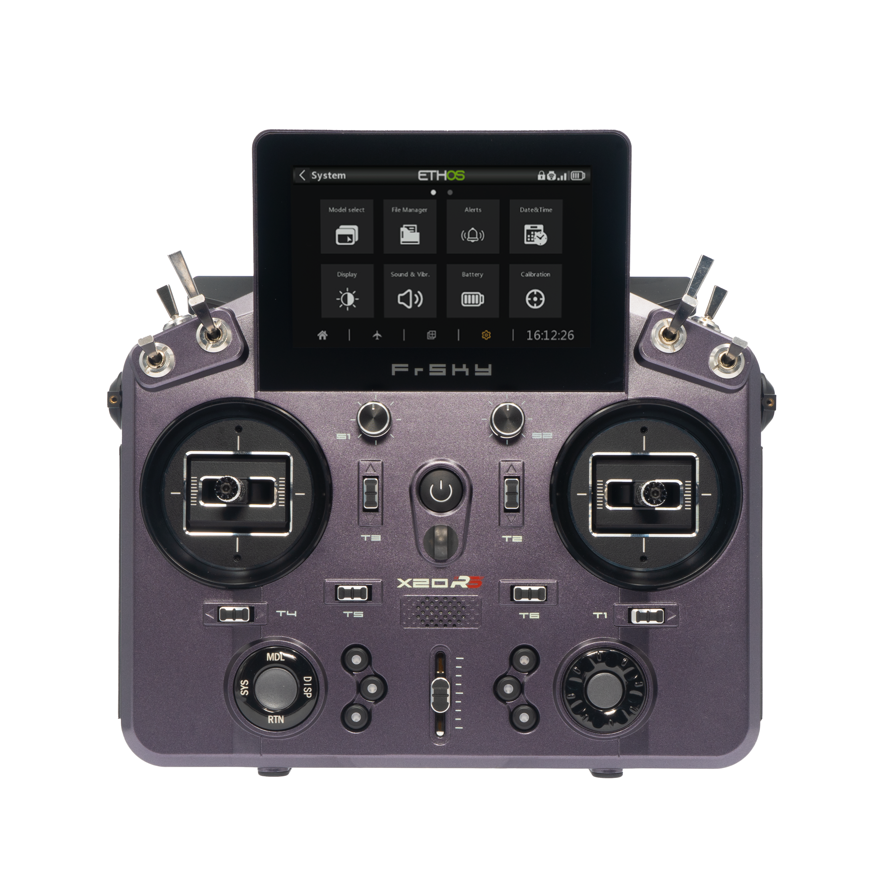 ETHOS system manages data and Q display for FrSky Tandem X20RS transmitter.