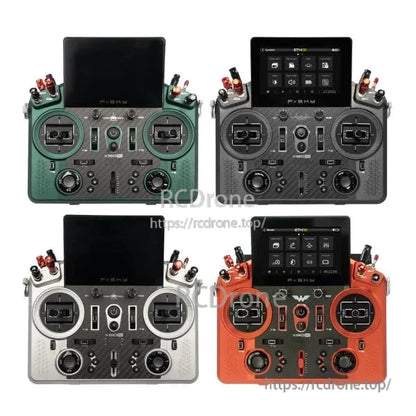 Four X20 PRO AeroWing Edition transmitters in different colors, front view comparison grid