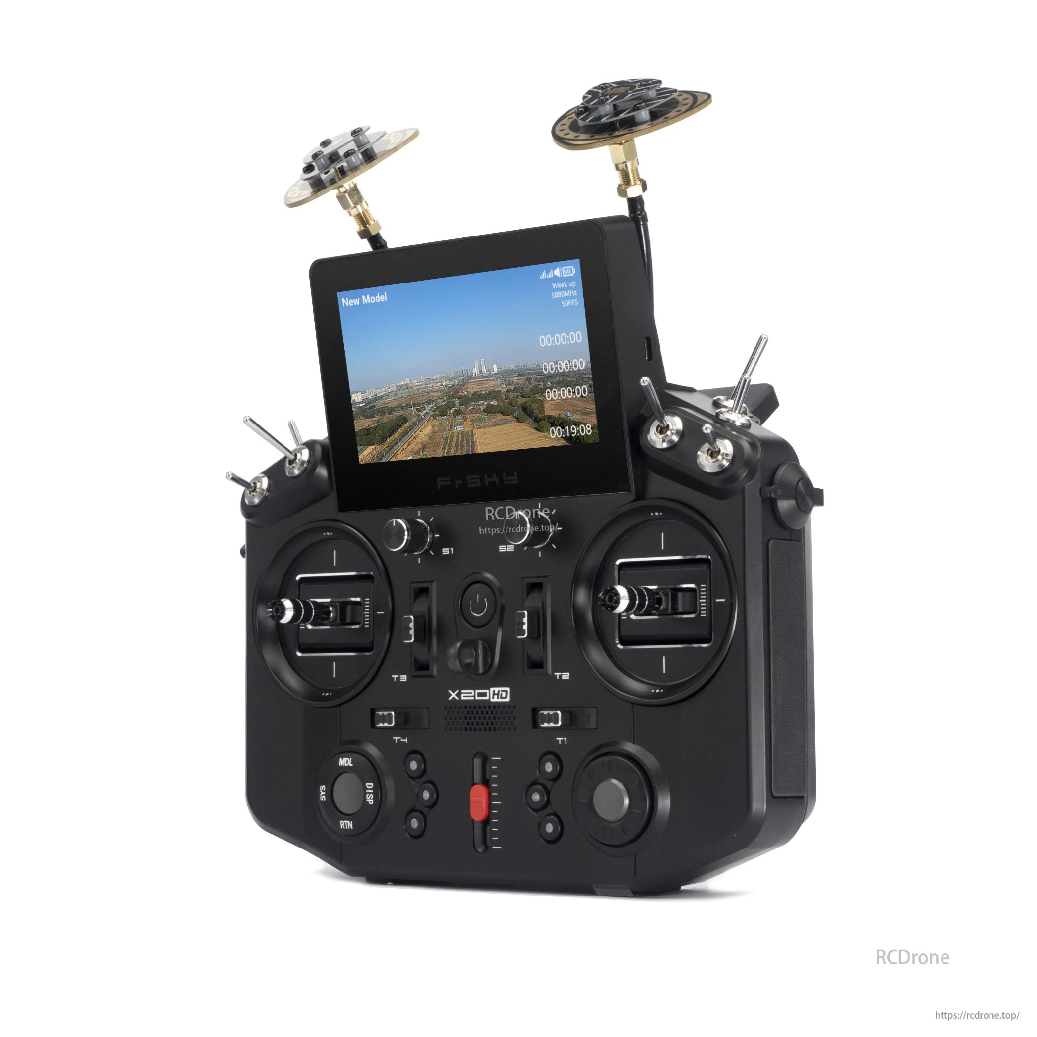 FrSky Tandem X20HD dual band transmitter with built-in HDZero receiver and integrated FPV screen