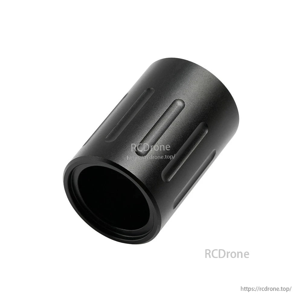 Full CNC Cylinder Lens, Black CNC cylinder lens housing with grooved metal body and threaded interior opening