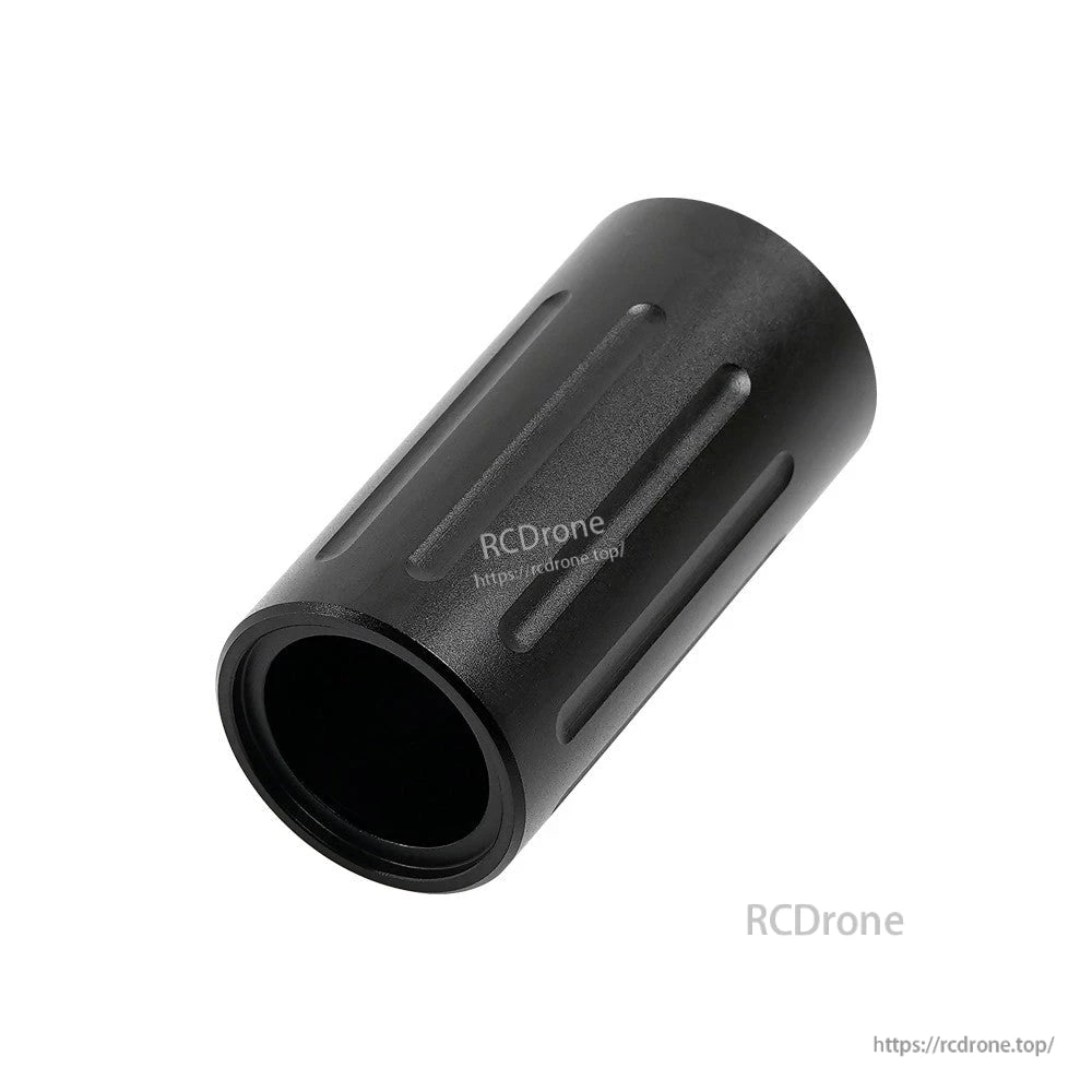 Black full CNC cylinder lens housing with grooved barrel design and open front, shown on a white background