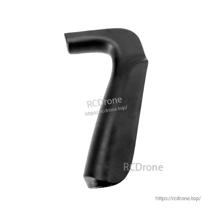 Angled view of black rubber transmitter grip handle with bent top and tapered base (Futaba 4PX/7PX)