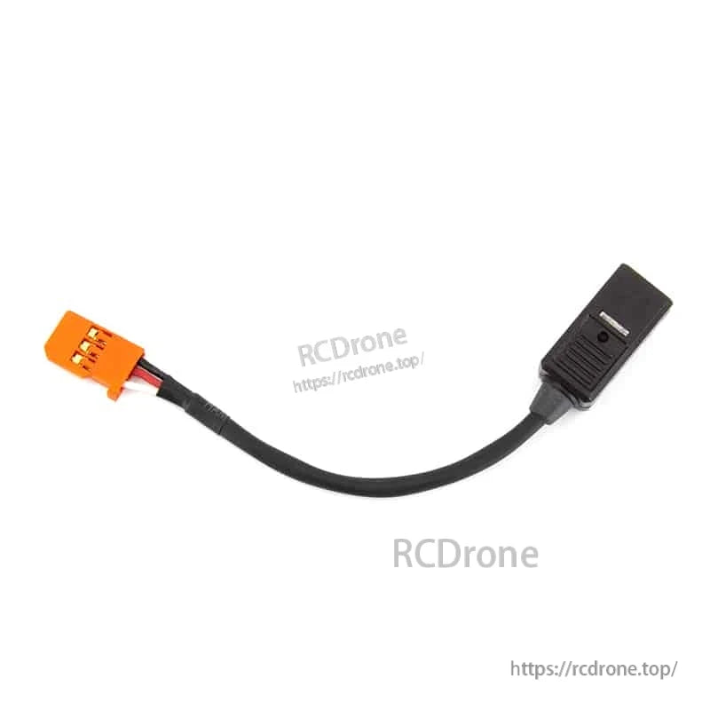 Orange 3-pin plug and black inline connector ends on short S.Bus servo hub lead, 100 mm length