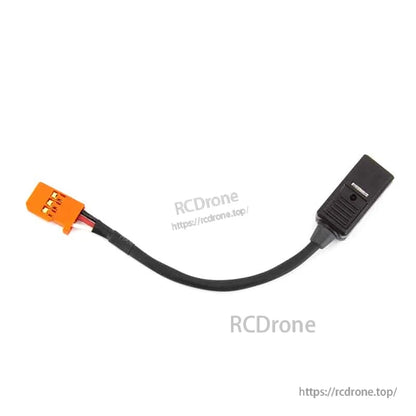 Orange 3-pin plug and black inline connector ends on short S.Bus servo hub lead, 100 mm length