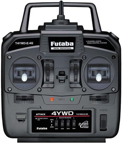 Futaba Attack 4YWD Transmitter, A 4-channel 2.4GHz radio system with receiver for RC models.