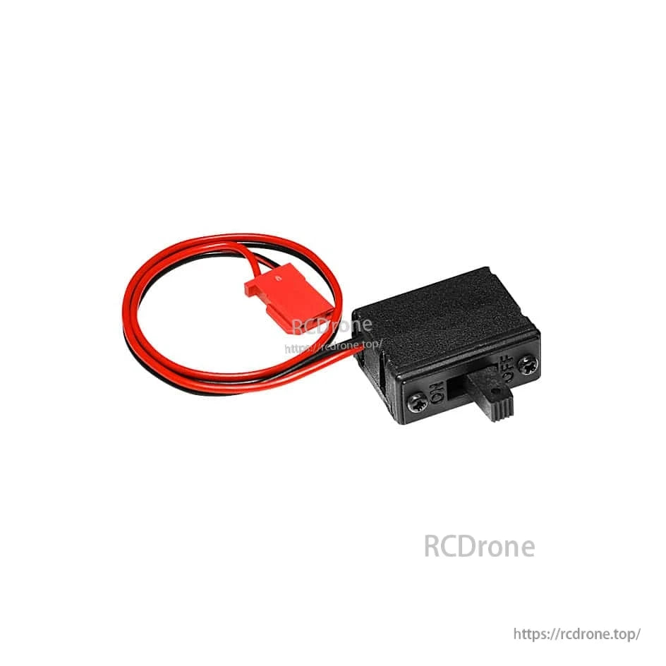 Inline power switch lead with red connector plug, accessory shown on white background