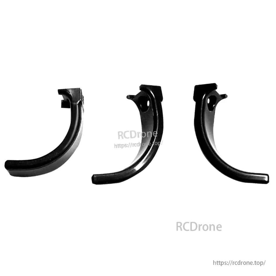 Three curved black replacement brake levers shown side by side, alternate product view
