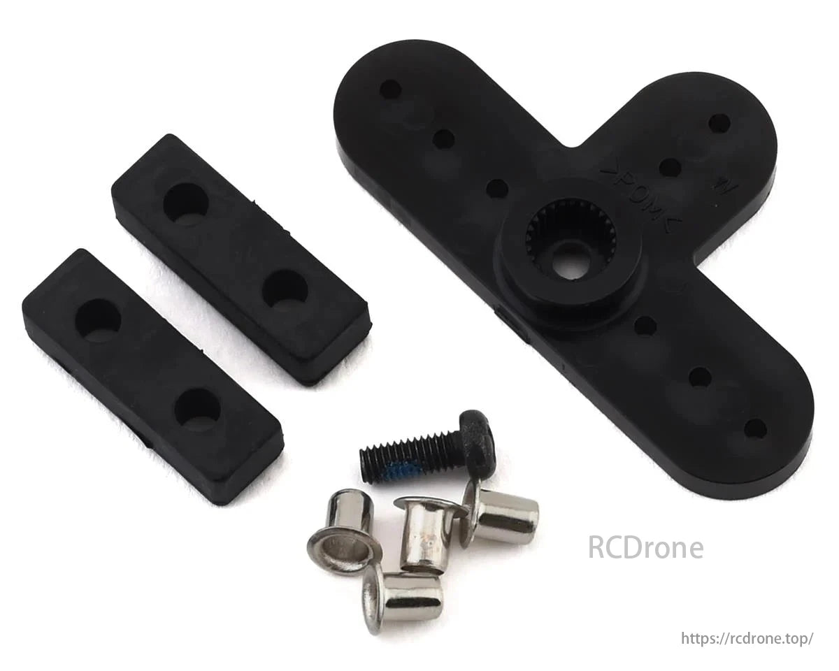 Futaba HPS-CT701 servo parts include mounting bracket, screws, and rivets for RC cars.