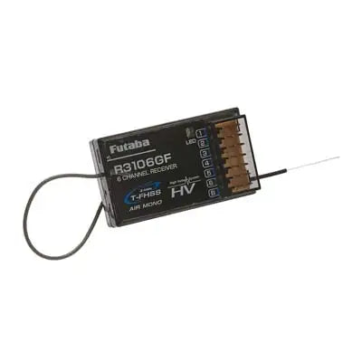 Futaba R3106GHV Mono Receiver, Wide compatibility with Futaba systems, including T6L Sport, 6K V2, 10J, 16SZ, 18SZ, and 18MZ.