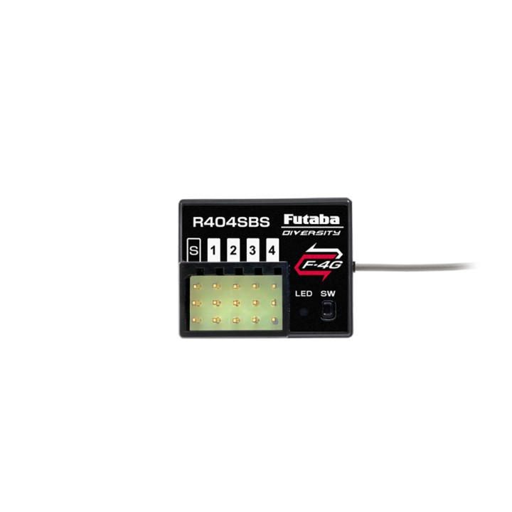 Futaba R404SBS T-FHSS Receiver, Telemetry Support enables real-time data monitoring for enhanced performance tracking.