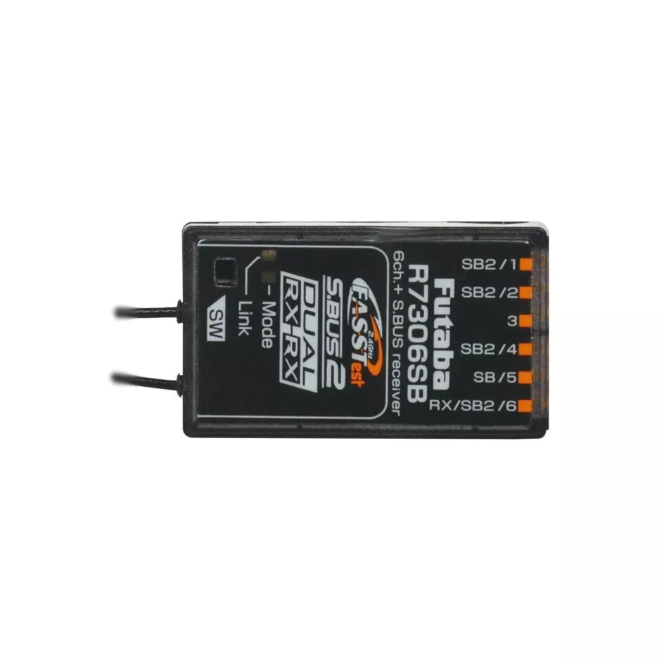 Futaba R7306SB Receiver, The power supply operates on 3.7-7.4V with a usable voltage range of 3.5-8.4V.