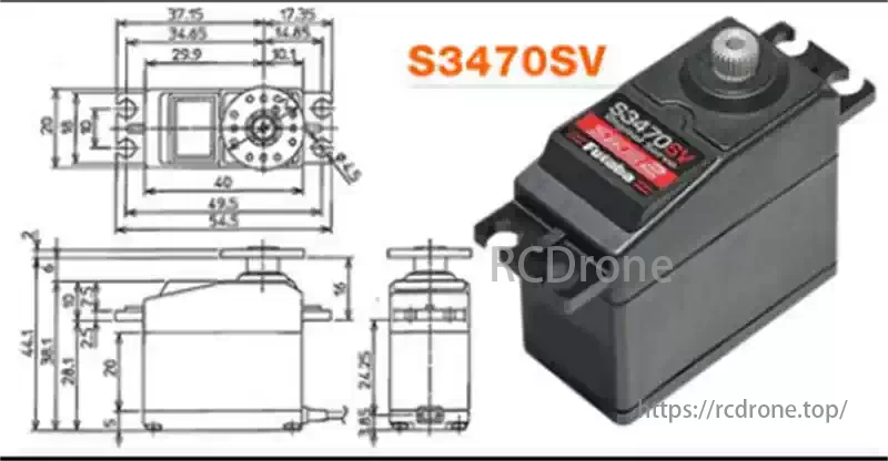 Futaba S3470SV S.Bus2 Servo, Futaba S3470SV servo offers programmable performance tuning for RC cars and surface vehicles, featuring high-voltage operation and fast response time.