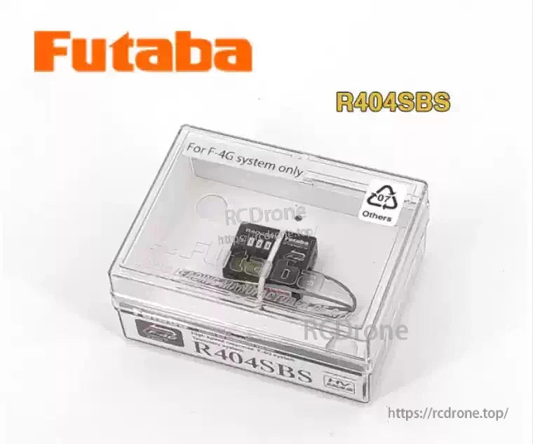 Futaba T10PXR 10-Channel Surface Transmitter, Futaba R404SBS F-4G system receiver in clear plastic case with short antenna lead