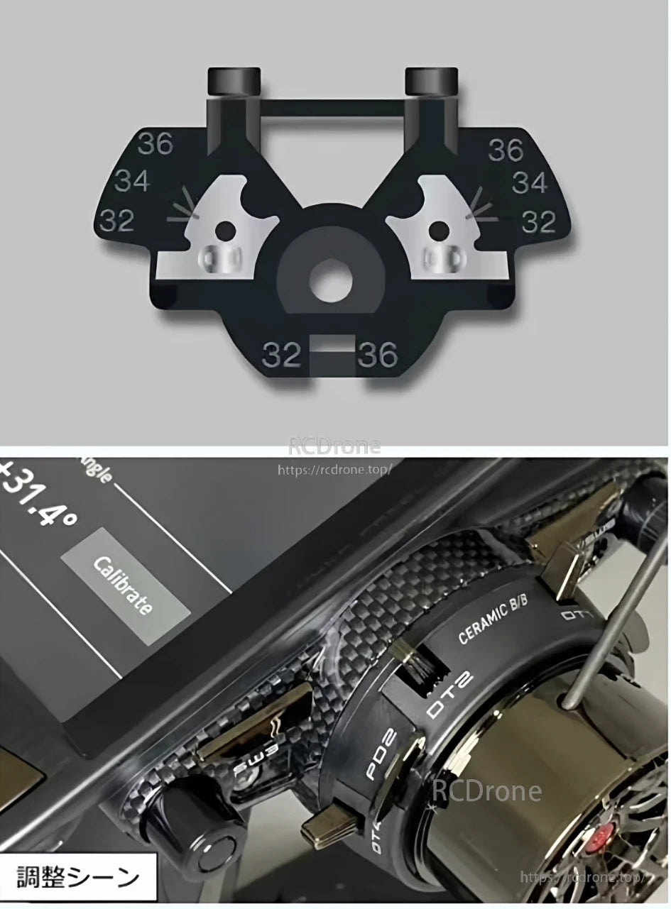 Futaba T10PXR 10-Channel Surface Transmitter, Futaba T10PXR surface transmitter close-up with steering wheel trim dial and on-screen steering angle calibrate menu