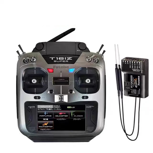 Futaba T16IZ 18CH transmitter includes R7308SB receiver, supporting FASSTest and S.Bus2.
