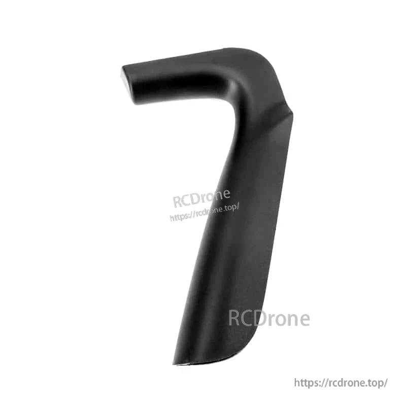Angled top hook end and tapered lower section of black rubber grip handle for Futaba transmitter